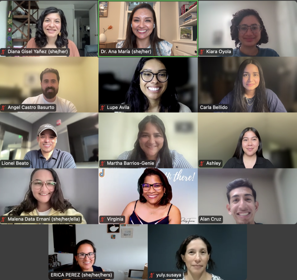screenshot of a group photo in a virtual meeting setting