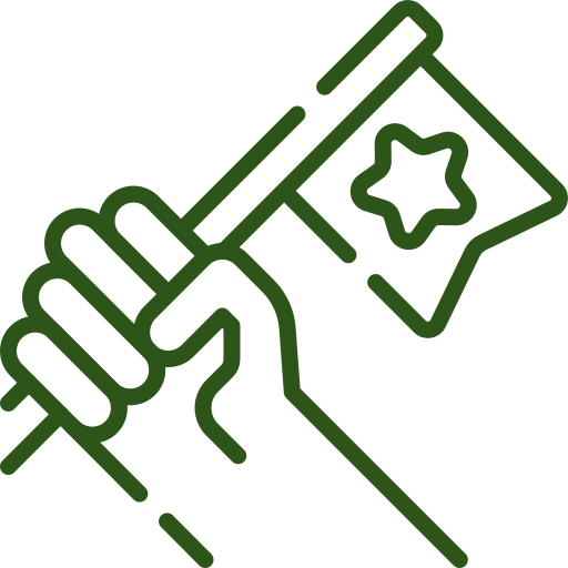 hand with flag icon