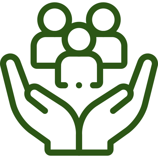 icon of 3 people over hands